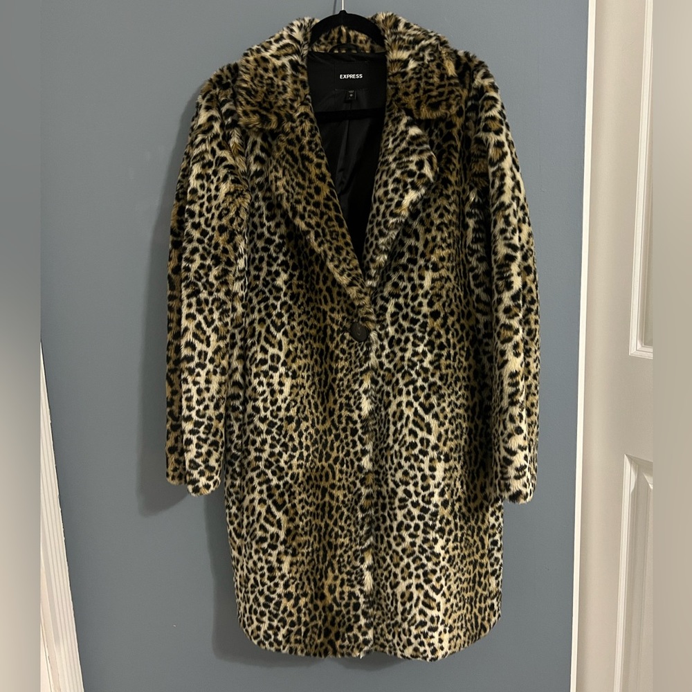 Express Faux Leopard Coat